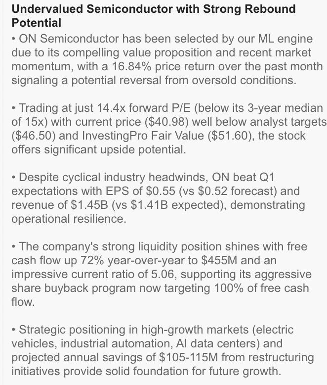 On Semi Stock Rationale