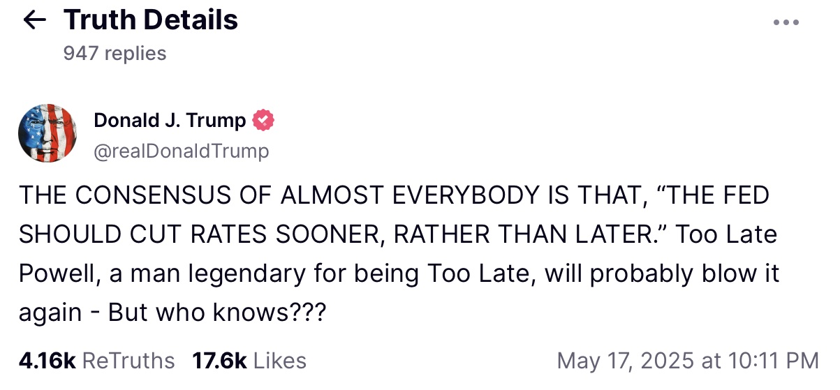 Bài đăng của ông Trump trên Truth Social Bài đăng của ông Trump trên Truth Social