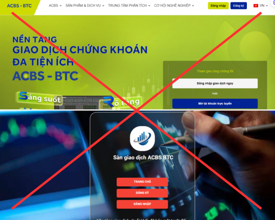 Cảnh báo giả mạo website và tên thương hiệu ACBS