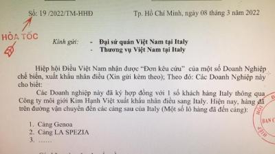 Năm ngân hàng liên quan rủi ro gần 1.000 tỷ đồng xuất khẩu điều sang Italia