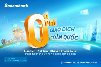 Sacombank miễn phí giao dịch trong hệ thống - Đẩy mạnh số hóa, lan tỏa lợi ích khắp mọi miền 