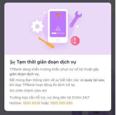 Ứng dụng giao dịch bị lỗi, TPBank nói gì?